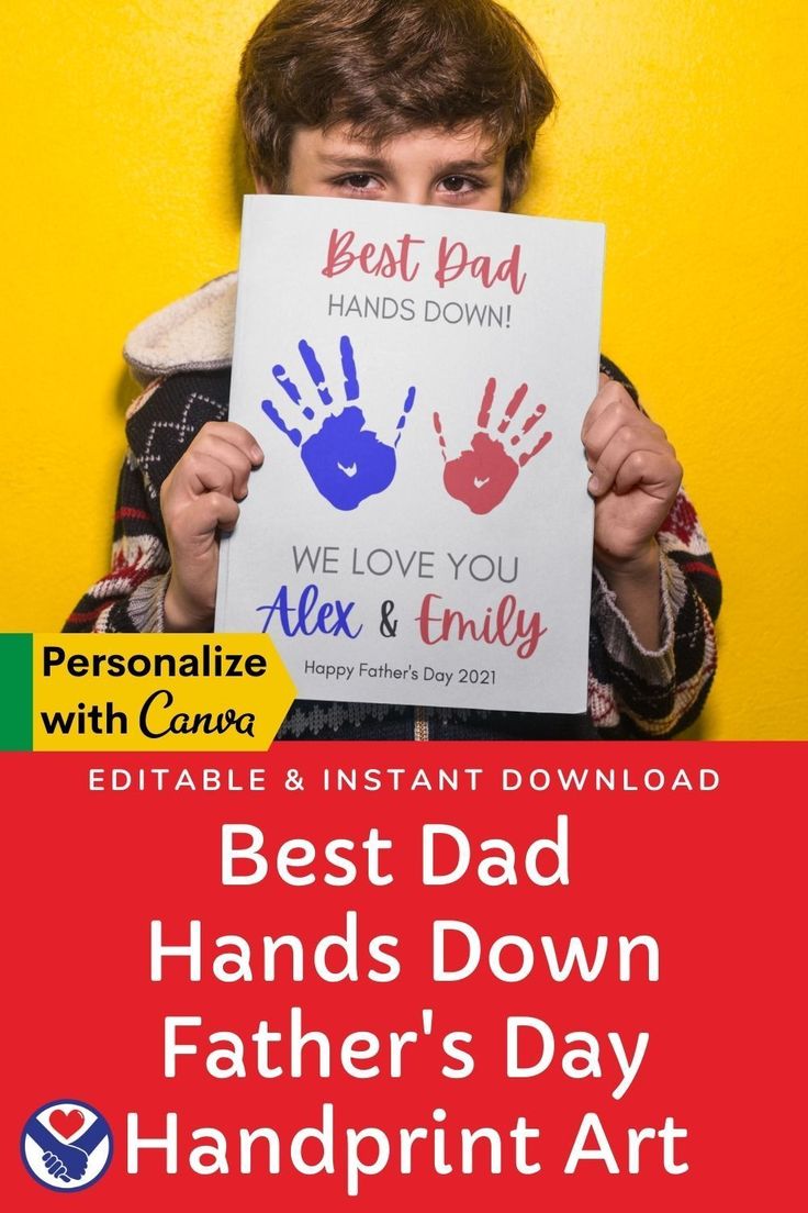 EDITABLE Best Dad Hands Down Printable Handprint Art DIY Father's Day ...