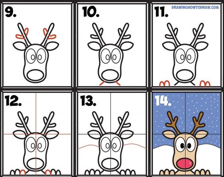 how to draw a cartoon reindeer with numbers for christmas and other holiday themed activities, such as coloring