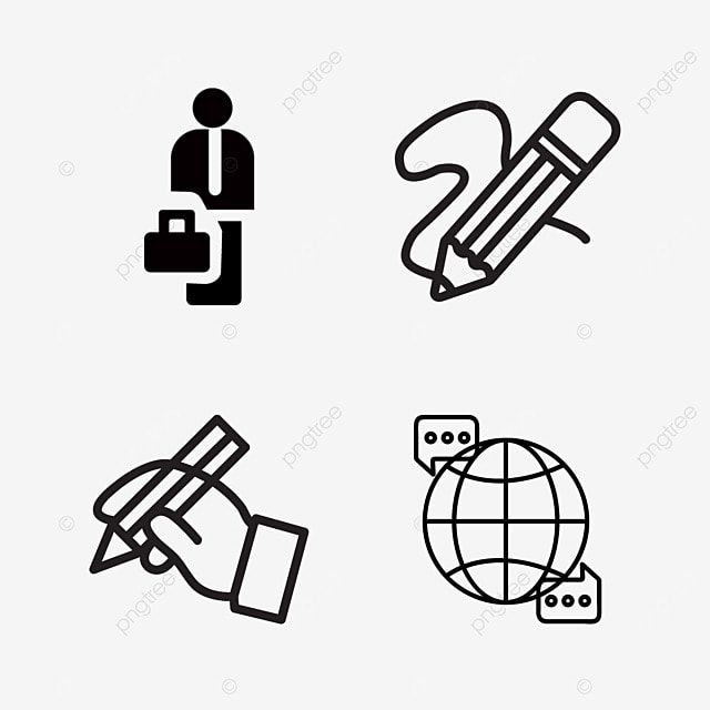 Writting Clipart Hd PNG, Professional Skills Writting Drawing Icon Set ...