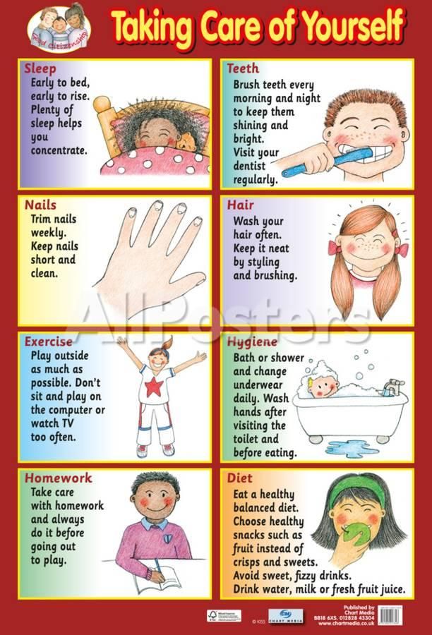 a poster with instructions on how to take care of your child's teeth and hands