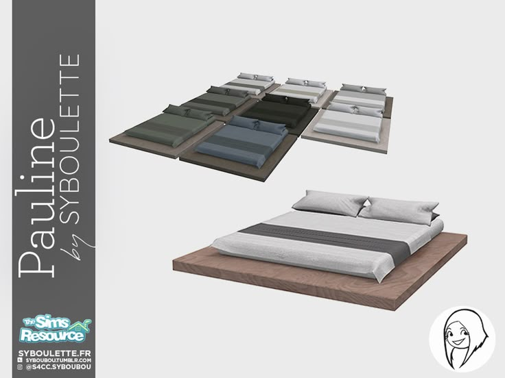 Syboubou's Pauline - Queen size Bed | Sims 4 beds, Sims 4 bedroom, Sims 4