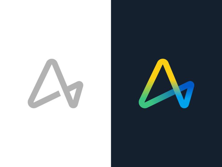 two different logos with the letter a and an arrow on one side, both are black and white