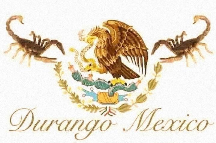 an eagle and two scorpions with the word durano mexico written in spanish on it