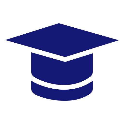 a blue graduation cap on top of a white background