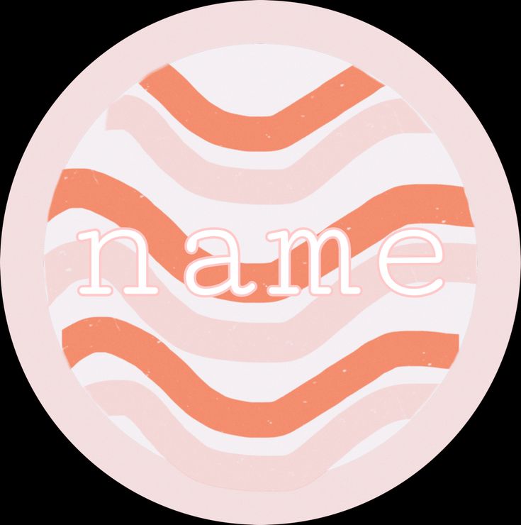 an orange and white striped circle with the word name in large letters on it's center