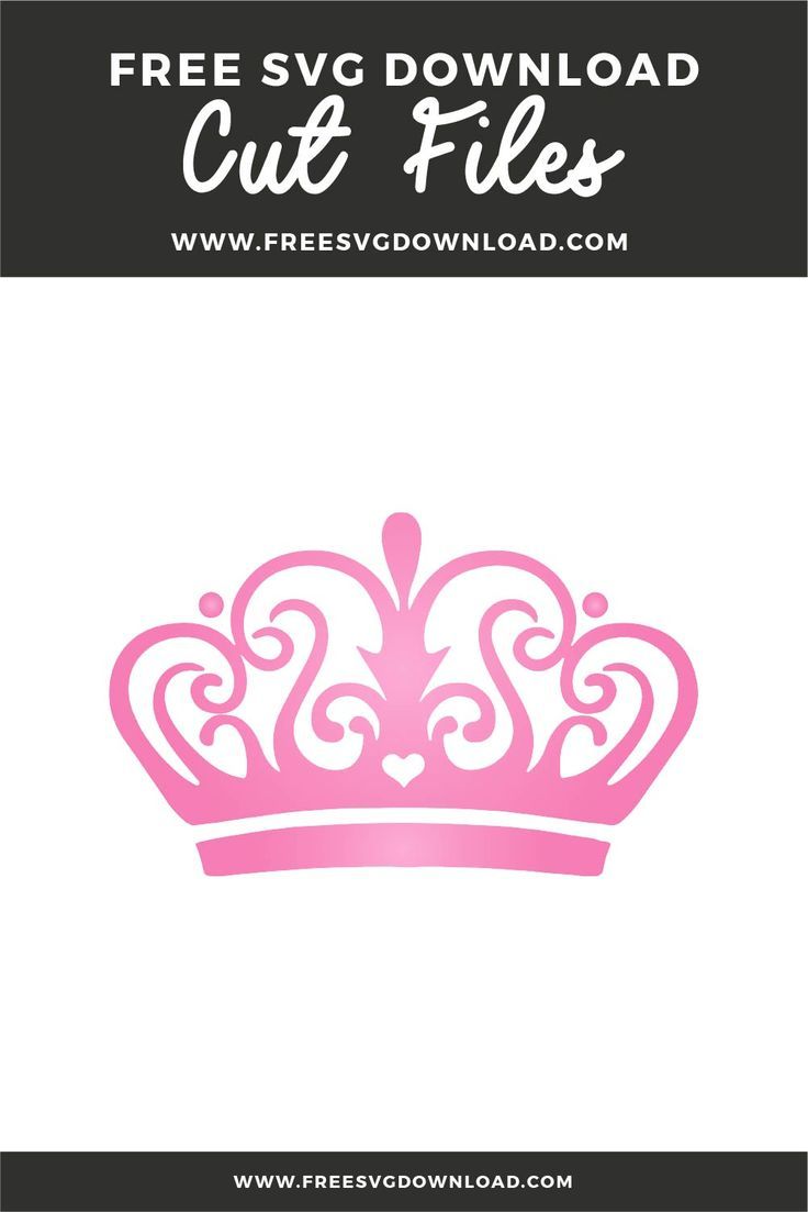 a pink crown with the text free svg cut files on it and an image of a