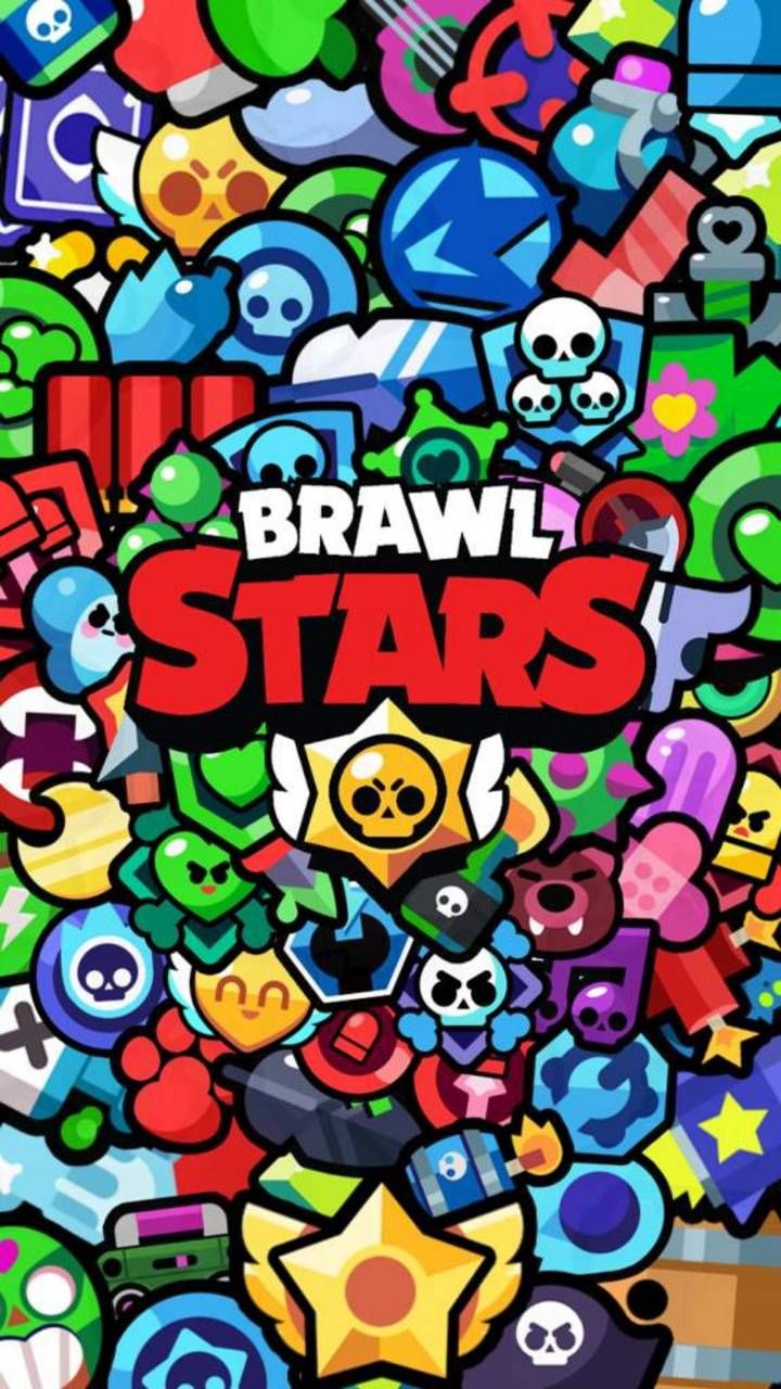 the cover for brawl stars, with many different characters and colors on it's surface