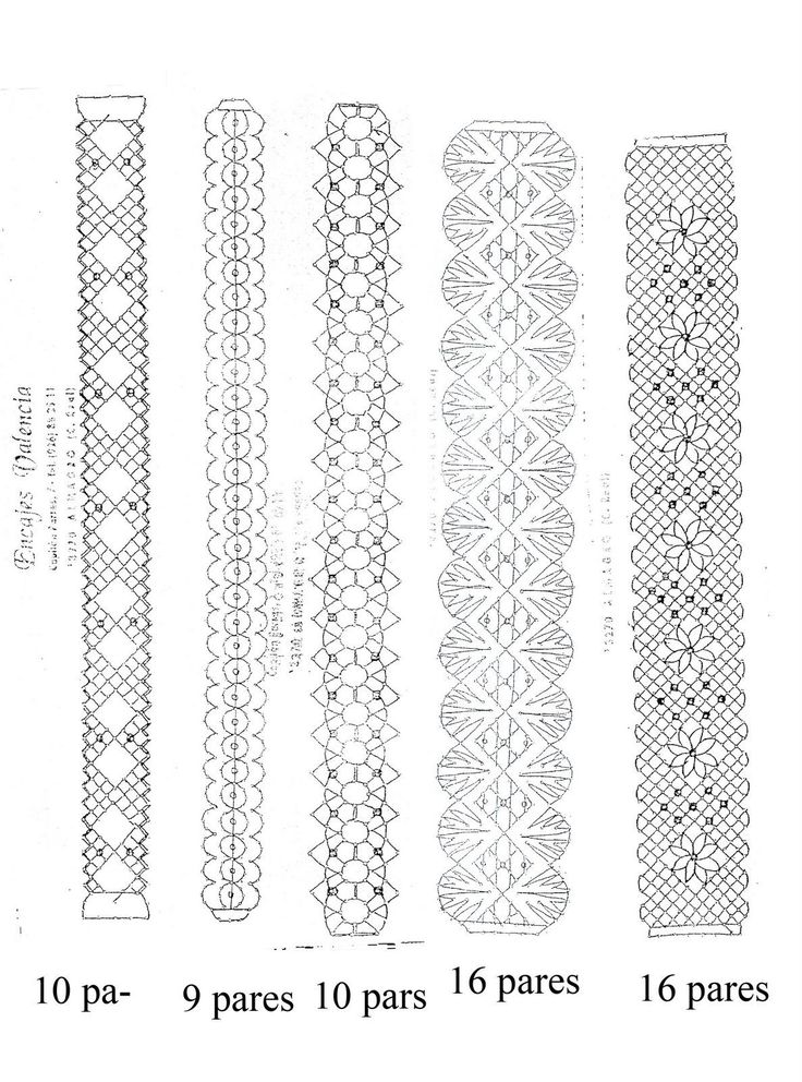 an image of different types of crochet laces on white paper with text