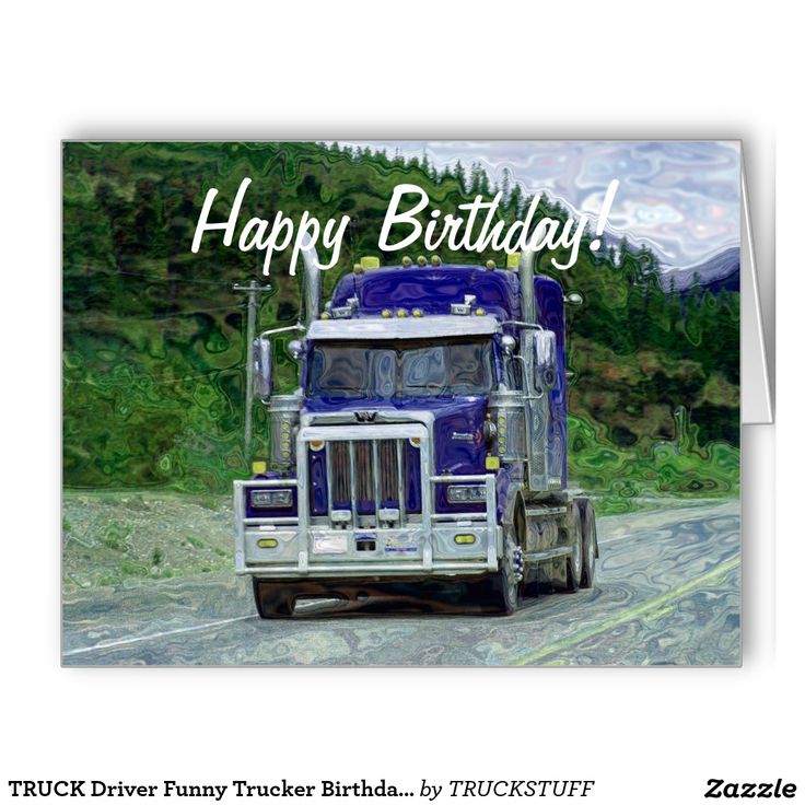 a blue truck birthday card with the words happy birthday on it