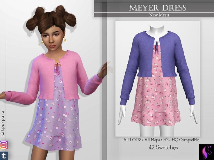 KaTPurpura's Meyer Dress | Sims 4 dresses, Sims 4, Sims 4 children