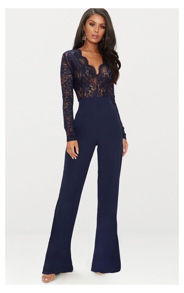 Prom Jumpsuit Classy, Prom Jumpsuit, Classy Jumpsuit, Outfit Chic, Jumpsuit Elegant, Lace Jumpsuit, Jumpsuit Outfit, Lace Long Sleeve, Outfit Trends