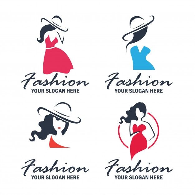 four fashion logos with woman silhouettes