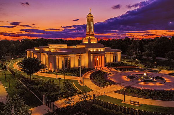 an aerial view of the state capitol building at sunset