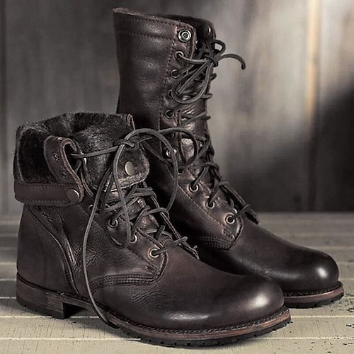 Category:Boots; Upper Materials:Faux Leather; Season:Winter,Fall; Gender:Men's; Activity:Cycling Shoes; Toe Shape:Round Toe; Style:British; Boot Shaft:Mid-Calf Boots; Outsole Materials:Rubber; Occasion:Outdoor,Daily; Closure Type:Lace-up; Pattern:Solid Colored; Listing Date:09/19/2022; 2024 Trends:Riding Boots,Combat Boots; Foot Length:null; SizeChart1_ID:2:175103; Size chart date source:Provided by Supplier.; US Size:; UK Size:14.5; EU Size:50 High-top Mid-calf Boots For Fall Outdoor, Round Toe Combat Boots For Outdoor Fall Use, Fall Outdoor High-top Mid-calf Boots, Round Toe Combat Boots For Outdoor Fall Activities, Fall Combat Boots With Round Toe For Outdoor, Rugged Ankle-high Martin Boots For Winter, Fall Outdoor Combat Boots With Round Toe, Leather Martin Boots For Winter Outdoor, Rugged Brown Lace-up Boots For Winter