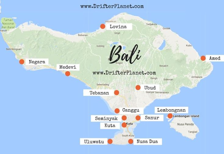 a map showing the location of bali