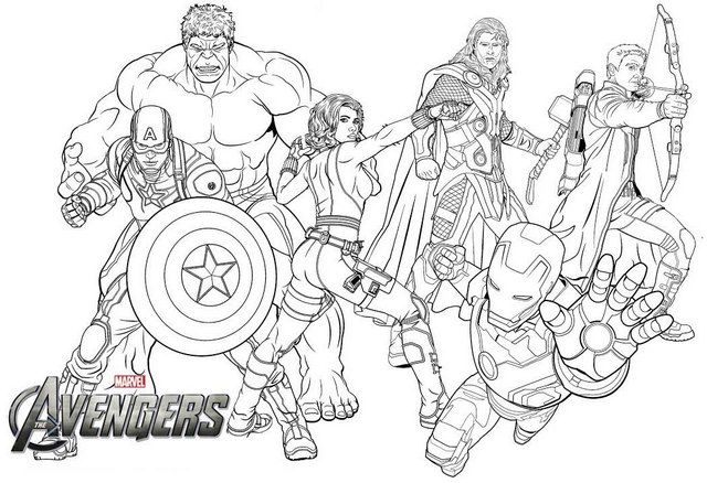 the avengerss coloring pages for adults and children with their characters in black and white