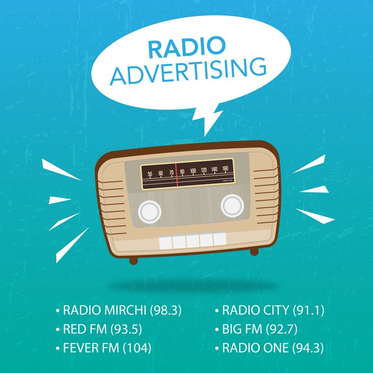 an old radio with the words radio advertising above it