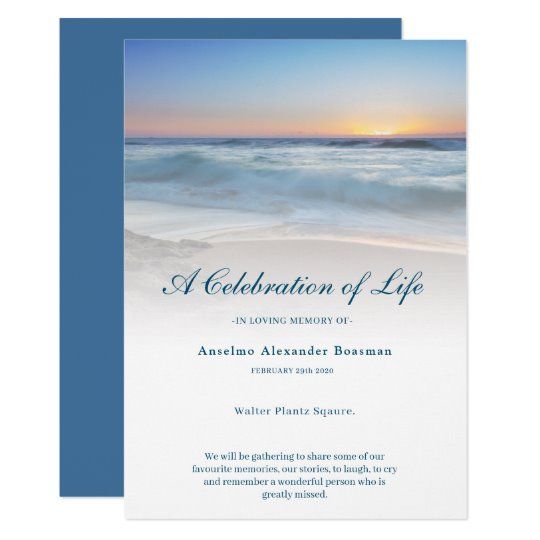 Beach Seaside Ocean Celebration of Life Funeral Invitation | Zazzle.com ...