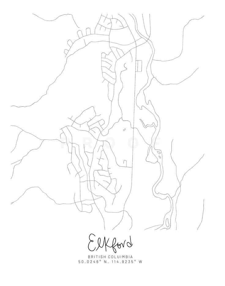 Elkford, British Columbia Minimal Hand Drawn Map | How to draw hands ...