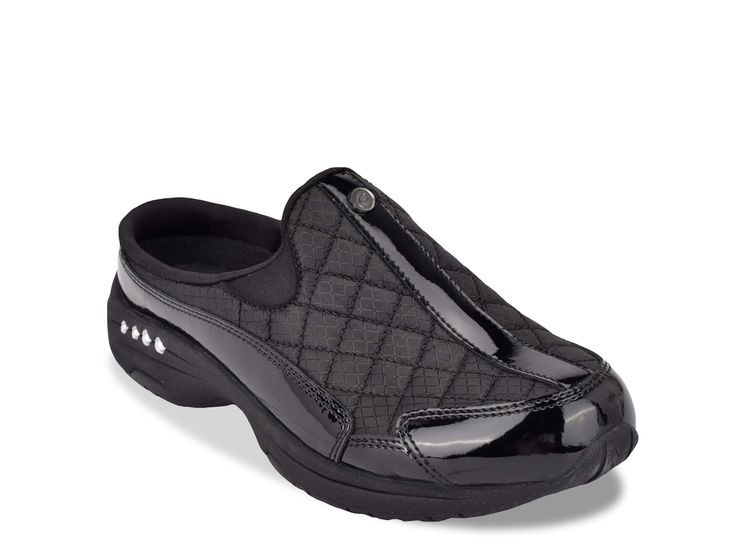 Easy Spirit-Travel Time Slip-On Sneaker Slide into sporty comfort with the Travel Time slip-on sneaker from Easy Spirit. With an orthotic-friendly removable footbed and thick foam midsole, this clog-inspired pair gives you the support you need. Functional Synthetic Slip-ons With Round Toe, Synthetic Slip-ons With Arch Support For Walking, Functional Black Slip-on Sneakers With Arch Support, Black Sporty Slip-ons With Cushioned Footbed, Sporty Black Slip-resistant Slip-ons, Sporty Black Slip-on Sneakers For Walking, Black Synthetic Sporty Slip-ons, Black Ortholite Low-top Slip-ons, Black Slip-ons With Arch Support