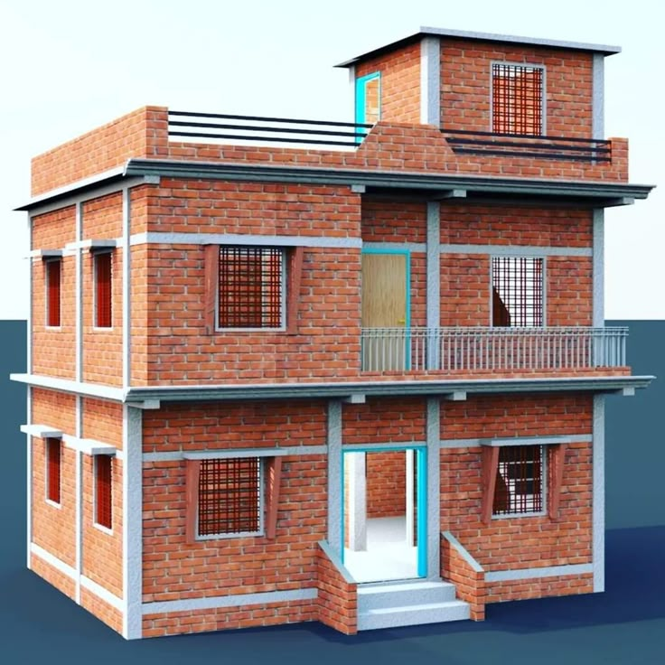 Village Home Design Ideas, Small Duplex House Design, Small Village House Design, Village Home Design, Small Village House, 3 Storey House Design, Modern Bungalow House Design, Small House Front Design, House Balcony Design