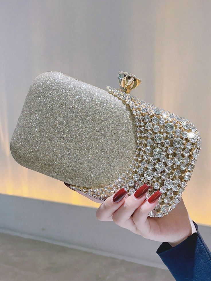 Glitter Bling,Shiny Glamorous,Elegant,Exquisite Rhinestone Decor Box Bag Chain Glamorous For Party Dinner Bag,Evening Bag For Party Girl,Woman,For Female Perfect For Party,Wedding,Prom,Dinner/Banquet,For Best Gift For Women Gold Glamorous   Pu Plain Box Bag   Women Bags, size features are:Bust: ,Length: ,Sleeve Length: 21 Questions Game, Bridal Foot Jewelry, Wedding Clutch Purse, Statement Purse, Bride Preparation, Elegant Handbags, Simple Hijab Tutorial, 21 Questions, Evening Accessories