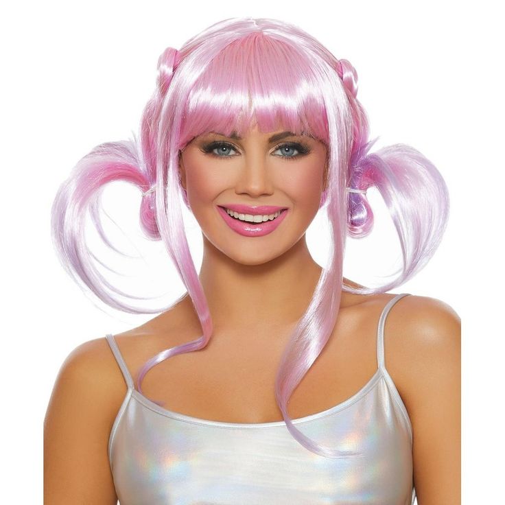 Get ready for your next comic con with this gorgeous pastel Anime Ombre Wig. This unique wig features a cotton candy pink shade that's perfect for cosplaying as your favorite anime character. Size: standard. Gender: female. Unique Wig, Scene Hair Bangs, Cotton Candy Pink Hair, Pink Wigs, Pink Hair Dye, Ombre Wig, Cat Women, Pink Costume, Women Costumes