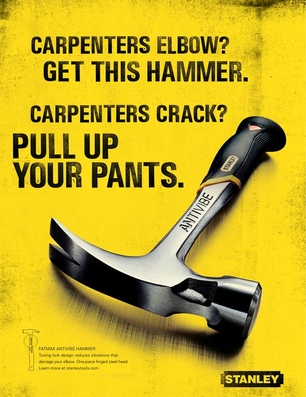 an advertisement for stanley hammers with the caption carpenter's elbow get this hammer