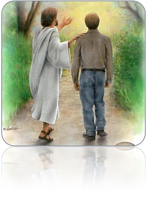 two people walking down a path with the words, walking with jesus