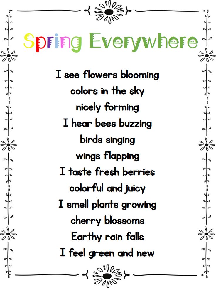 a poem with the words spring everywhere