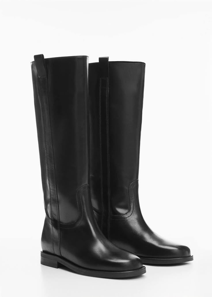 Leather high-leg boots - Women | Mango USA Outfit Ideas Christmas, Leather High Heel Boots, Leather Boots Heels, Mango Outlet, High Leather Boots, Leather Boots Women, Winter Outfit Ideas, High Leg Boots, High Fashion Street Style