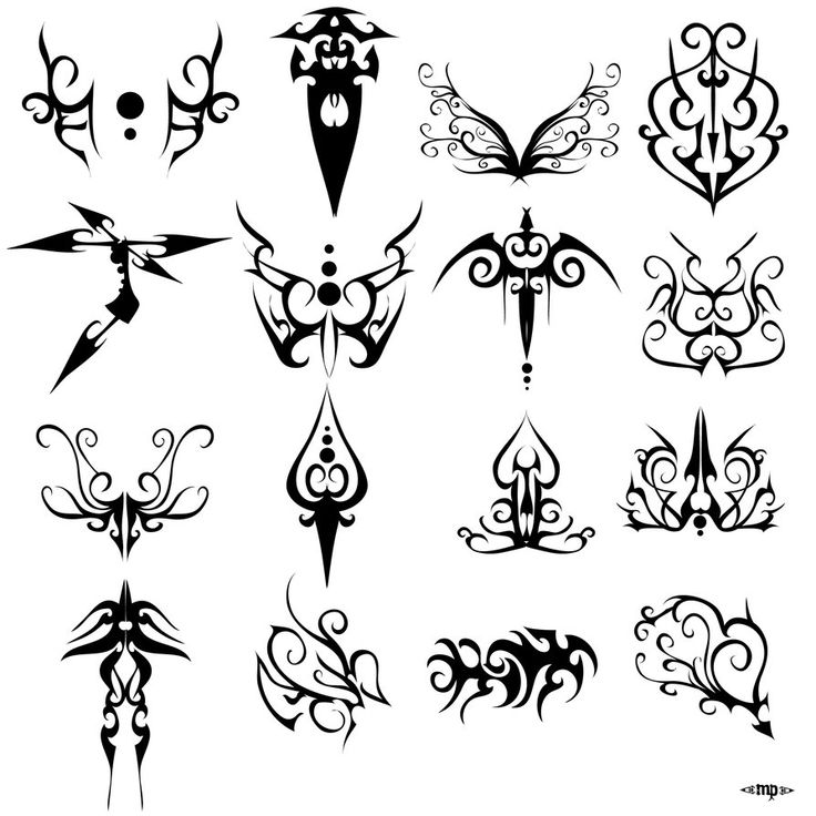 an assortment of tattoo designs on a white background