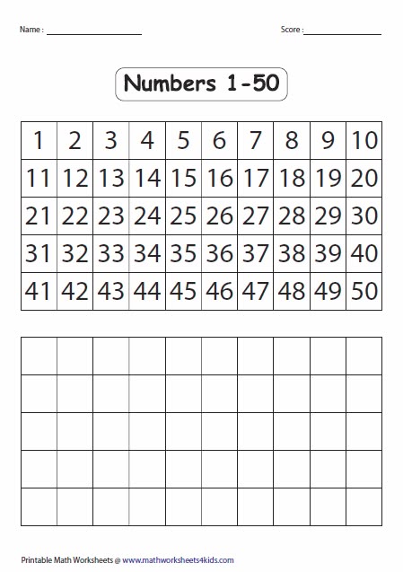 Blank+Number+Chart+1+50 | Writing numbers, Number writing worksheets ...