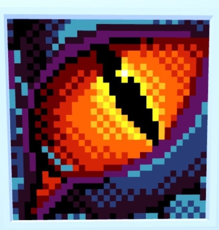 an image of a pixellated photo of a red and yellow object