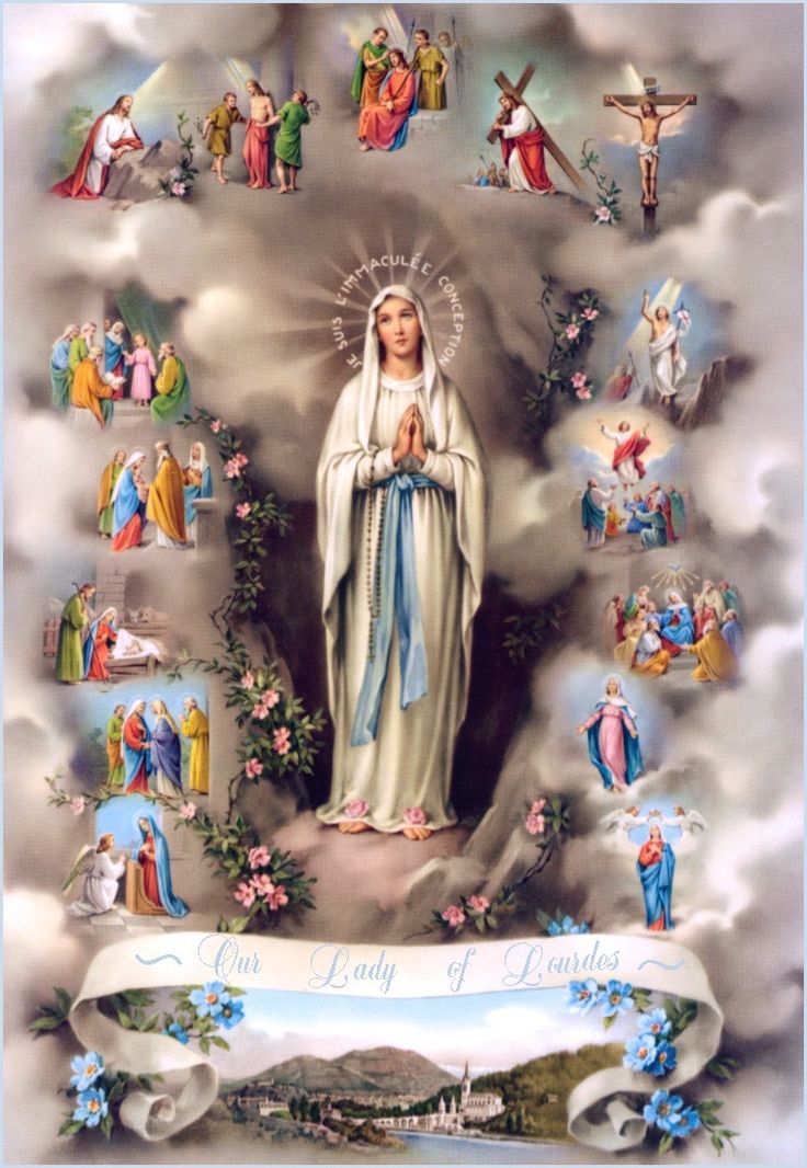 Our Lady of Lourdes Immaculate Mary, Mary Pictures, Mother Mary Images, Blessed Mary, Images Of Mary, Religious Pictures, Mama Mary, Queen Of Heaven, Lady Of Lourdes