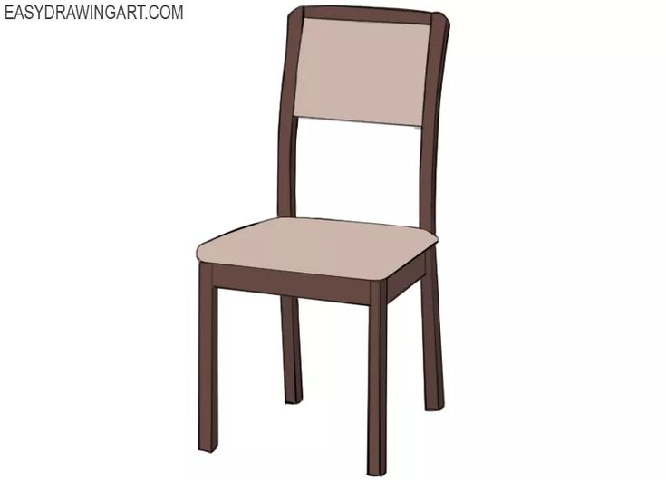 a drawing of a chair with the seat up and one side facing away from the camera