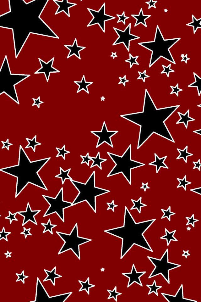 black and white stars on a red background