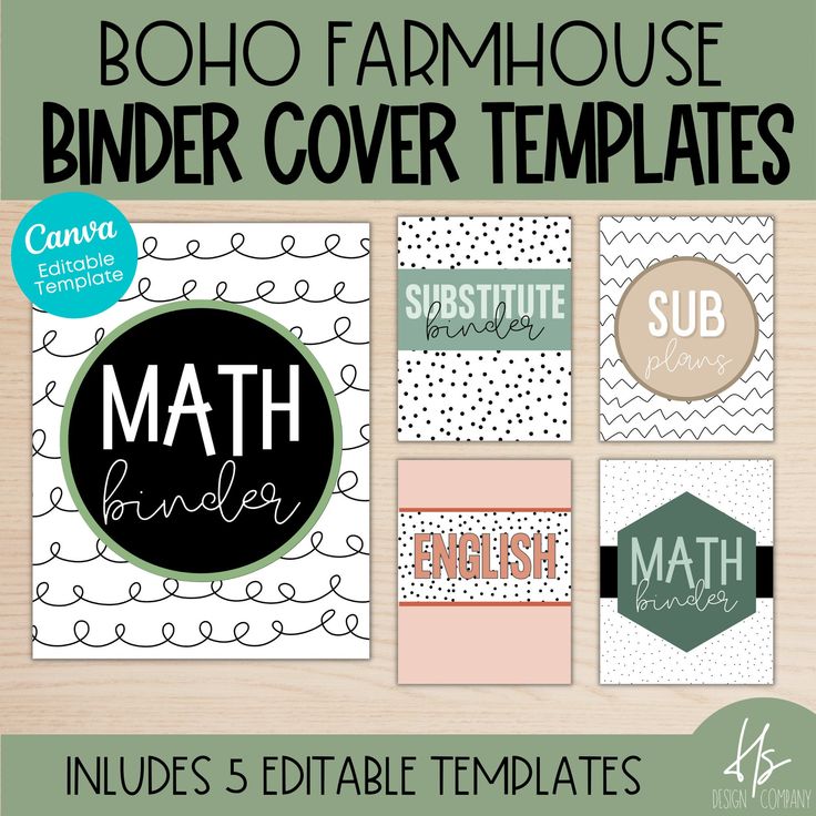 EDITABLE Boho Farmhouse Binder Covers & Spines Printable Binder Covers ...