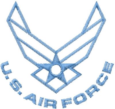 an air force emblem embroidered on the side of a white shirt