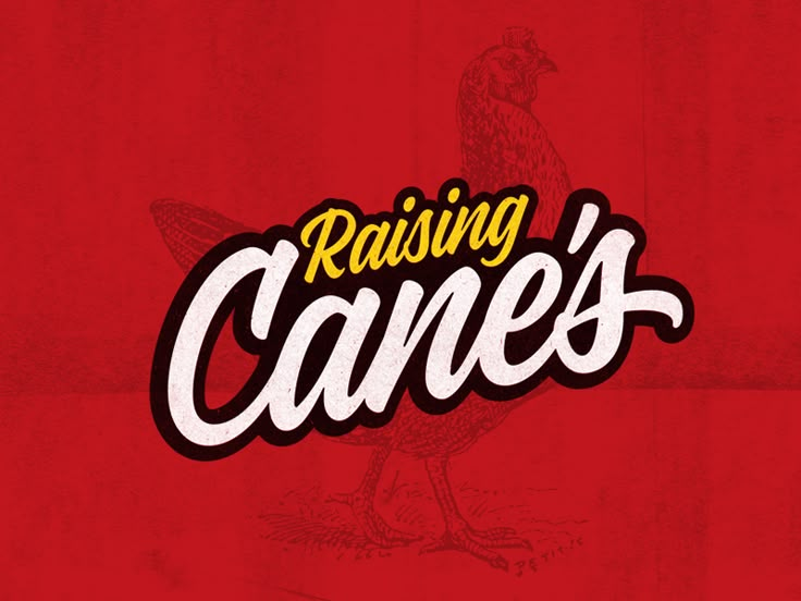 the logo for raising cane's is shown on a red background with white lettering