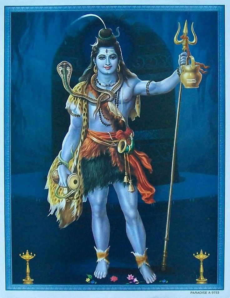 a painting of a hindu god holding a lamp