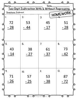 2-Digit Subtraction With No Regrouping (LP) | Homework worksheets ...