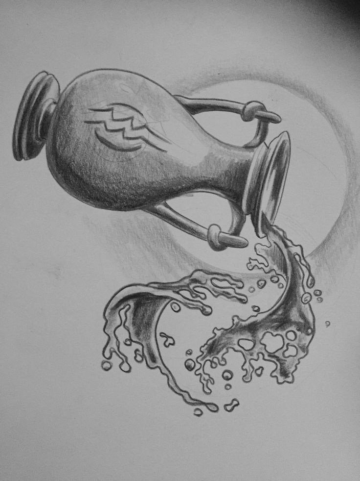 a pencil drawing of a bottle pouring water