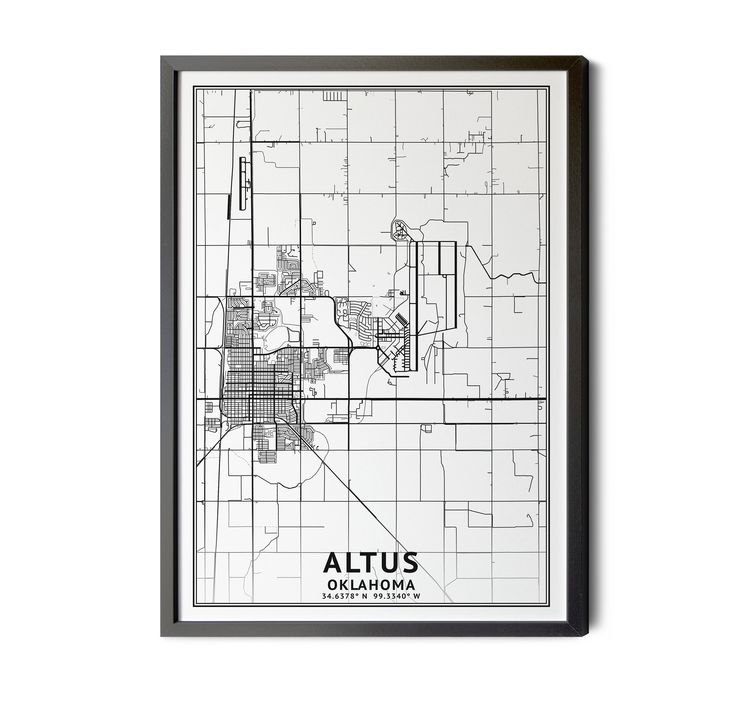 a black and white framed map of the city of altomoa, california with an outline