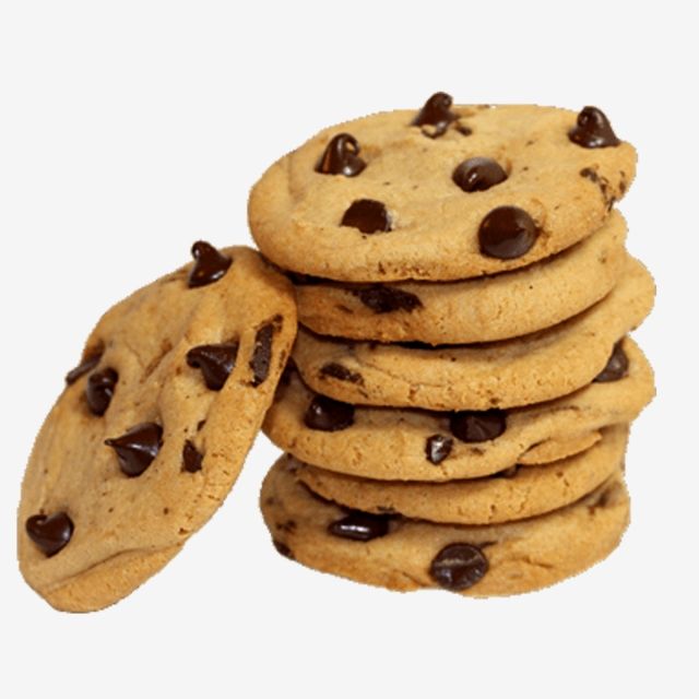 chocolate chip cookies stacked on top of each other