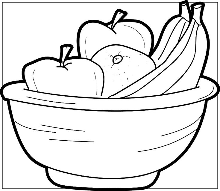 a bowl full of fruit coloring page