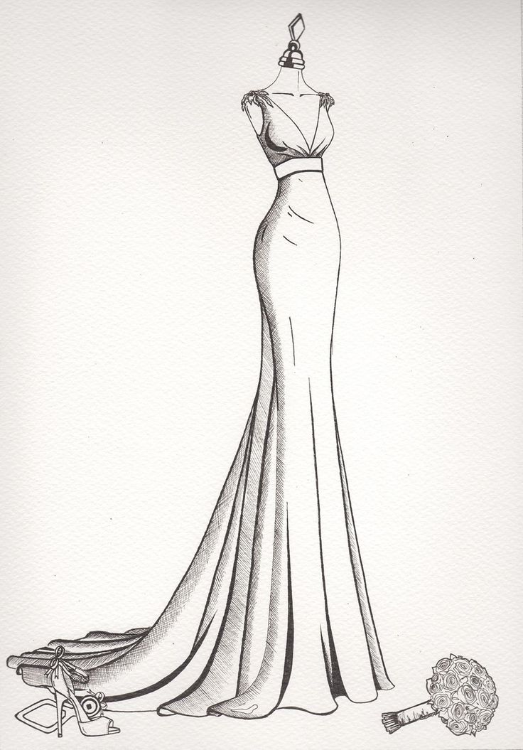 a drawing of a dress on a mannequin