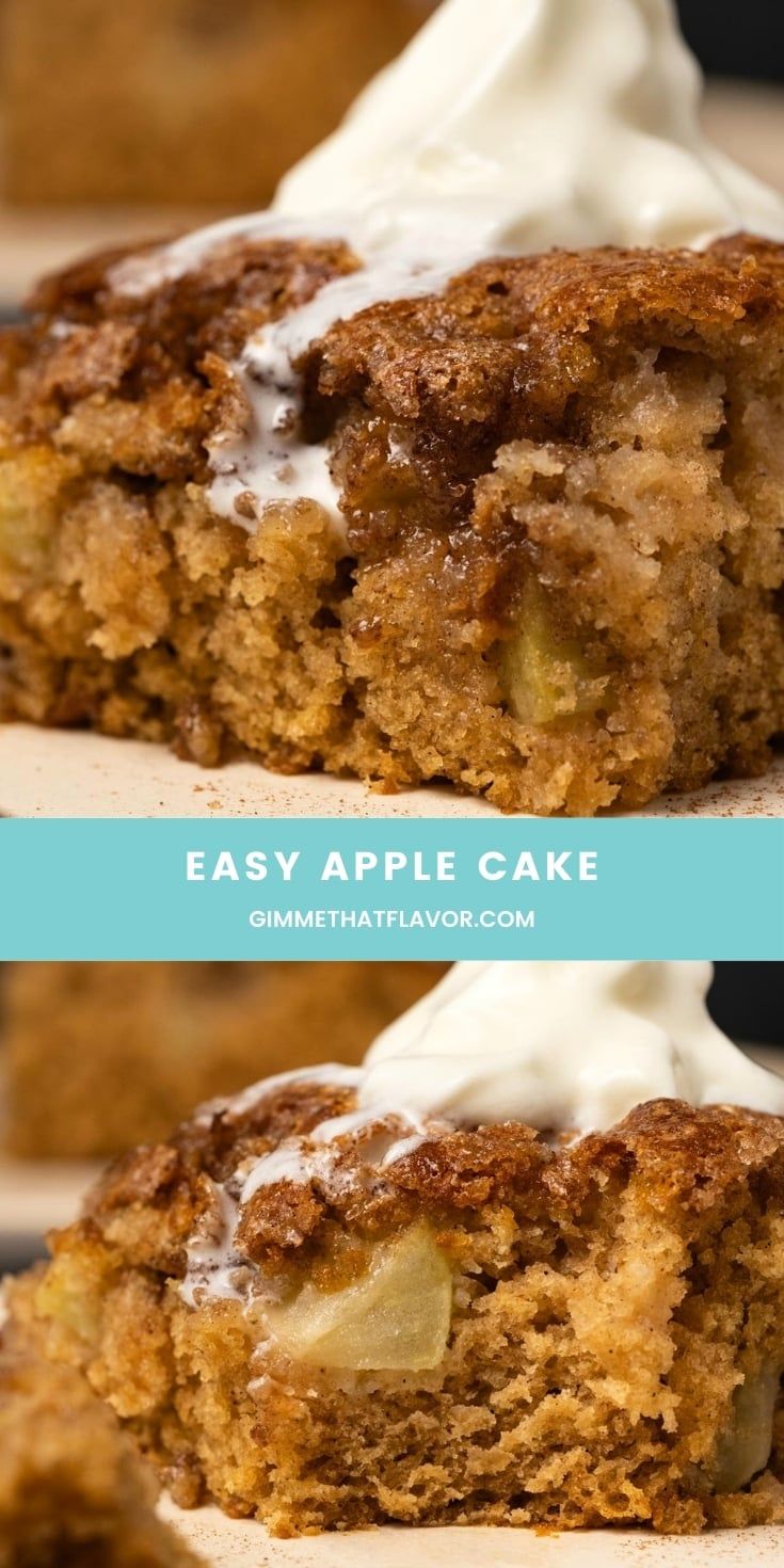 two pictures of an apple cake with icing