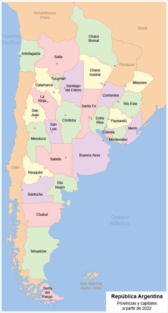 Mapa de Argentina con todas sus ciudades y capitales