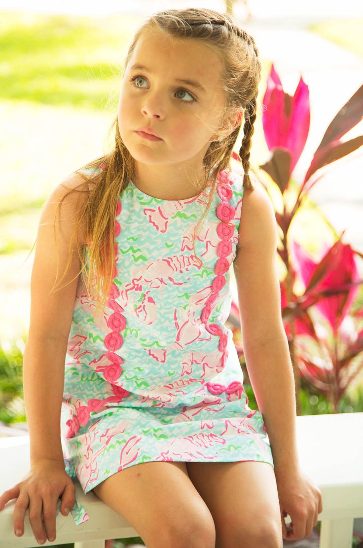 Lilly Pulitzer Little Lilly Classic Shift Dress in Lobstah Roll Lilly Prints, Preppy Kids, Rose Details, Dress Colour, Easy Breezy, Childrens Fashion, Future Kids, Contrast Trim